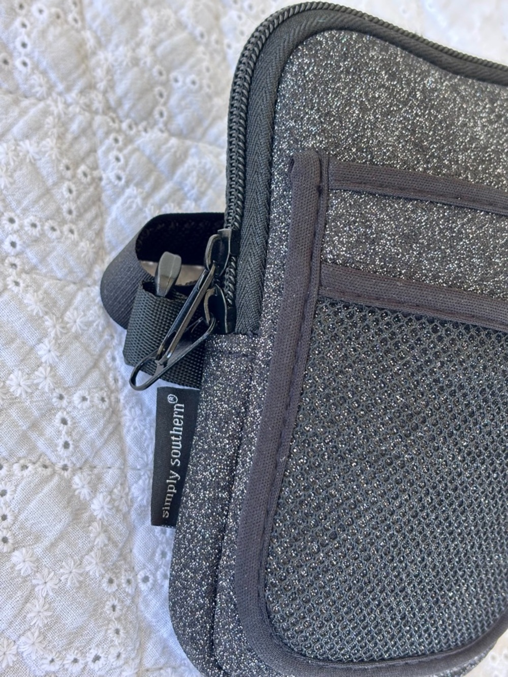 Simply Southern Mini Crossbody Bag Black Glitter with Pink Accent - Picture 10 of 17